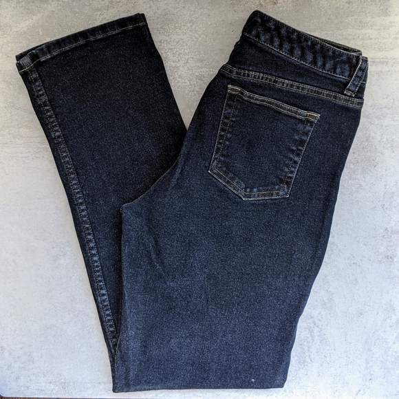 🌼 Liz Claiborne Stretch Denim Mid Rise Straight Leg Jeans, Dark Wash 6 - Picture 4 of 7